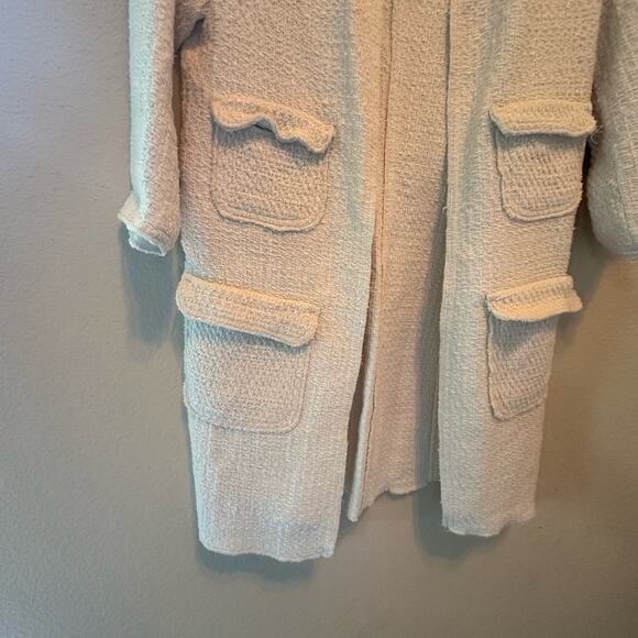 Zara Basic | Size M Tweed Knit Shacket Cream Minimalist Textured - Picture 4 of 9